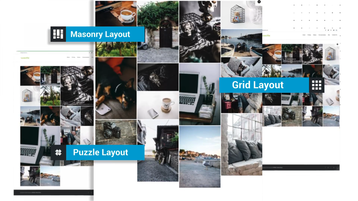 How looks like portfolio, gallery, team members layout styles created by GridKit