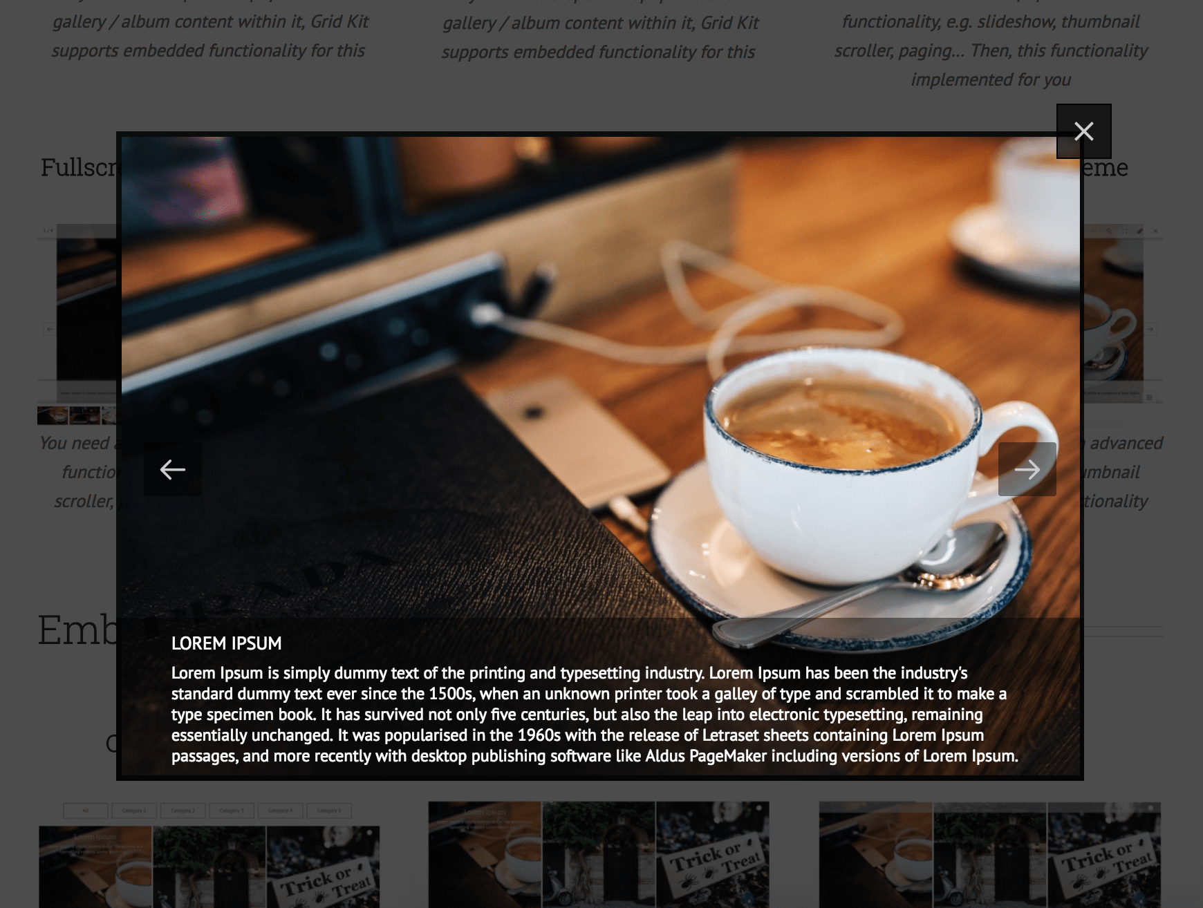 Fixed size popup (Dark theme)